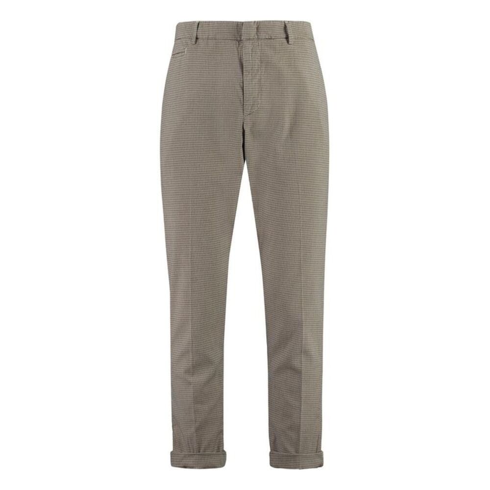 DONDUP Men's Houndstooth Pattern Cropped Trousers Men Beige Pants